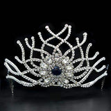 LO2111 - Imitation Rhodium Brass Tiaras & Hair Clip with Top Grade Crystal in Montana - Alamode - Flyclothing LLC