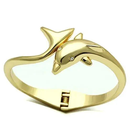 LO2125 - Flash Gold White Metal Bangle with Top Grade Crystal in Clear - Alamode - Flyclothing LLC