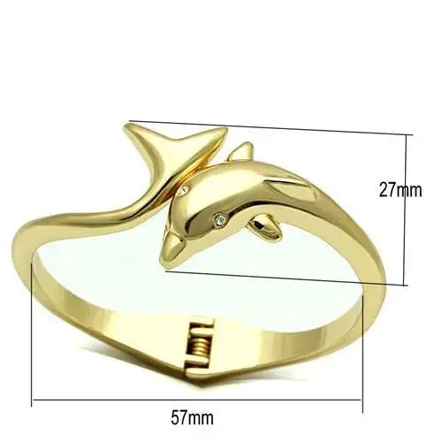 LO2125 - Flash Gold White Metal Bangle with Top Grade Crystal in Clear - Alamode - Flyclothing LLC