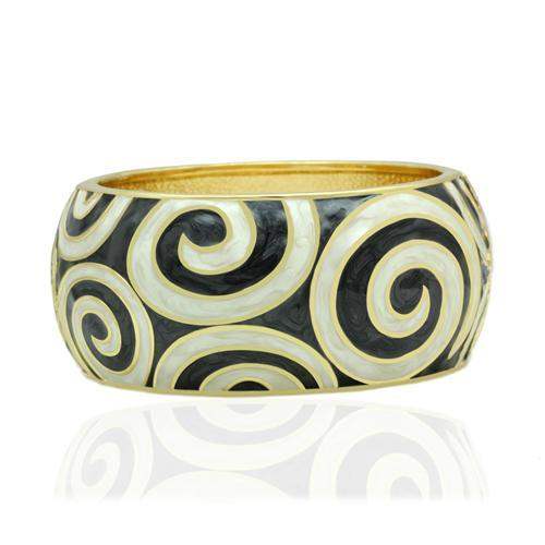 LO2126 - Flash Gold White Metal Bangle with Epoxy in No Stone - Alamode - Flyclothing LLC