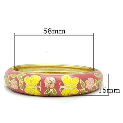 LO2134 - Flash Gold White Metal Bangle with Epoxy in No Stone - Alamode - Flyclothing LLC