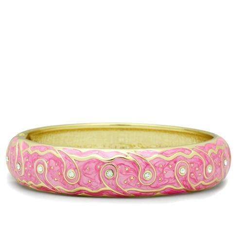LO2136 - Flash Gold White Metal Bangle with Top Grade Crystal in Clear - Alamode - Flyclothing LLC