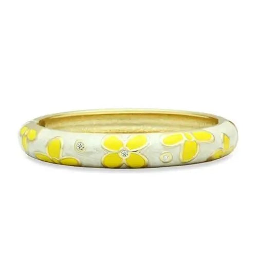 LO2141 - Flash Gold White Metal Bangle with Top Grade Crystal in Clear - Alamode - Flyclothing LLC