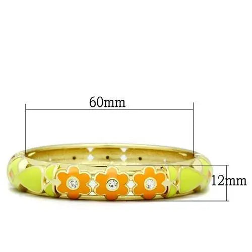 LO2142 - Flash Gold White Metal Bangle with Top Grade Crystal in Clear - Alamode - Flyclothing LLC