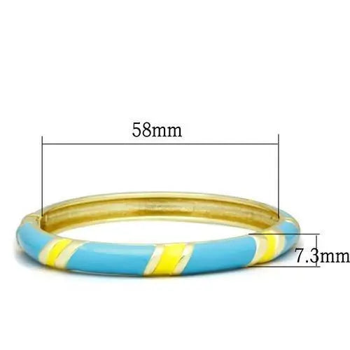 LO2143 - Flash Gold White Metal Bangle with Epoxy in No Stone - Alamode - Flyclothing LLC