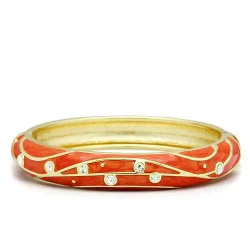 LO2144 - Flash Gold White Metal Bangle with Top Grade Crystal in Clear - Alamode - Flyclothing LLC