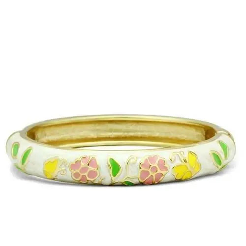 LO2149 - Flash Gold White Metal Bangle with Epoxy in No Stone - Alamode - Flyclothing LLC