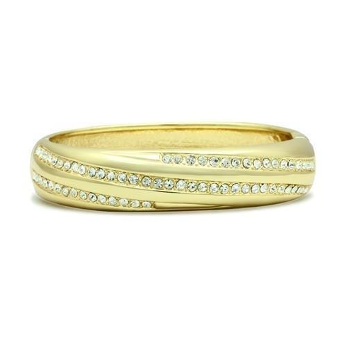 LO2150 - Flash Gold White Metal Bangle with Top Grade Crystal  in Clear - Alamode