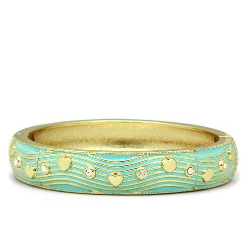 LO2151 - Flash Gold White Metal Bangle with Top Grade Crystal in Clear - Alamode - Flyclothing LLC