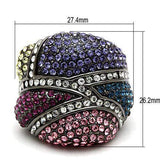 LO2174 - TIN Cobalt Black Brass Ring with Top Grade Crystal in Multi Color - Alamode - Flyclothing LLC