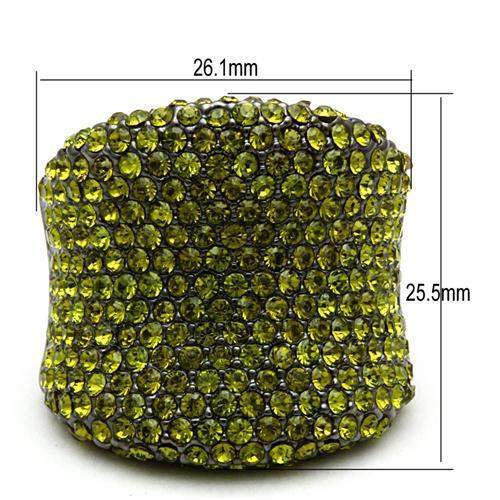 LO2185 - TIN Cobalt Black Brass Ring with Top Grade Crystal in Olivine color - Alamode - Flyclothing LLC