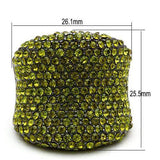 LO2185 - TIN Cobalt Black Brass Ring with Top Grade Crystal in Olivine color - Alamode - Flyclothing LLC