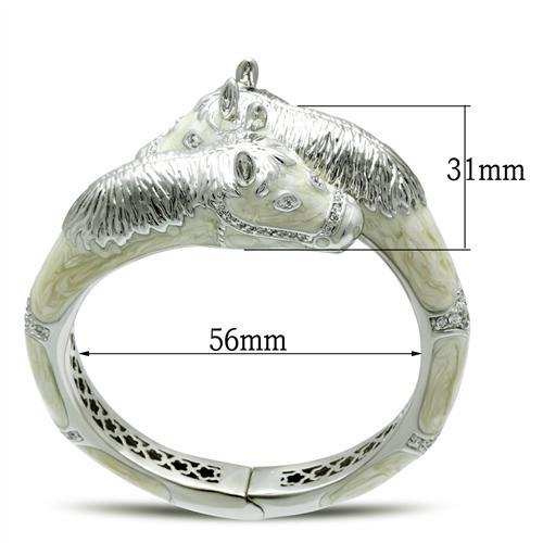 LO2266 - Rhodium Brass Bangle with AAA Grade CZ in Clear - Alamode - Flyclothing LLC