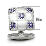 LO2296 - Rhodium Brass Cufflink with AAA Grade CZ  in Amethyst - Alamode
