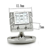 LO2306 - Rhodium Brass Cufflink with AAA Grade CZ  in Clear - Alamode