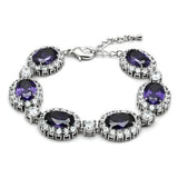 LO2359 - Rhodium Brass Bracelet with AAA Grade CZ  in Amethyst - Alamode