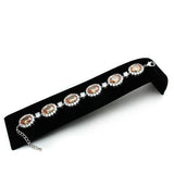 LO2360 - Rhodium Brass Bracelet with AAA Grade CZ  in Champagne - Alamode