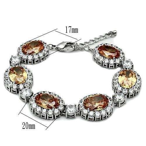LO2360 - Rhodium Brass Bracelet with AAA Grade CZ in Champagne - Alamode - Flyclothing LLC
