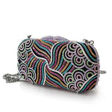 LO2365 - Imitation Rhodium White Metal Clutch with Top Grade Crystal  in Multi Color - Alamode