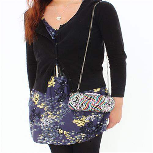 LO2365 - Imitation Rhodium White Metal Clutch with Top Grade Crystal in Multi Color - Alamode - Flyclothing LLC