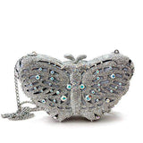 LO2366 - Imitation Rhodium White Metal Clutch with Top Grade Crystal in White - Alamode - Flyclothing LLC