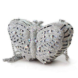 LO2366 - Imitation Rhodium White Metal Clutch with Top Grade Crystal in White - Alamode - Flyclothing LLC