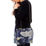 LO2366 - Imitation Rhodium White Metal Clutch with Top Grade Crystal in White - Alamode - Flyclothing LLC