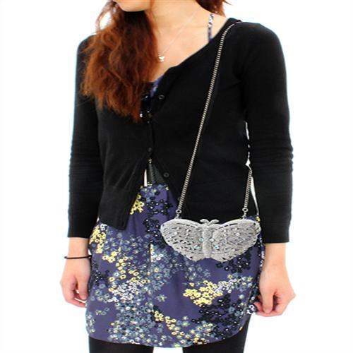 LO2366 - Imitation Rhodium White Metal Clutch with Top Grade Crystal in White - Alamode - Flyclothing LLC