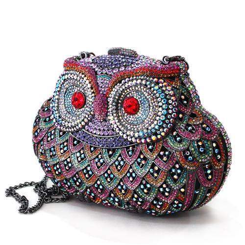 LO2368 - Ruthenium White Metal Clutch with Top Grade Crystal in Multi Color - Alamode - Flyclothing LLC