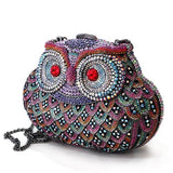 LO2368 - Ruthenium White Metal Clutch with Top Grade Crystal  in Multi Color - Alamode