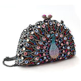 LO2370 - Ruthenium White Metal Clutch with Top Grade Crystal  in Multi Color - Alamode