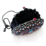 LO2370 - Ruthenium White Metal Clutch with Top Grade Crystal  in Multi Color - Alamode