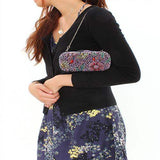 LO2374 - Ruthenium White Metal Clutch with Top Grade Crystal in Multi Color - Alamode - Flyclothing LLC