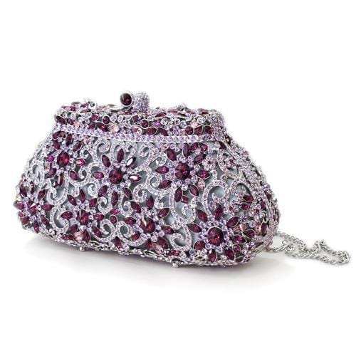 LO2376 - Imitation Rhodium White Metal Clutch with Top Grade Crystal in Multi Color - Alamode - Flyclothing LLC