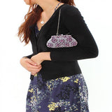 LO2376 - Imitation Rhodium White Metal Clutch with Top Grade Crystal  in Multi Color - Alamode