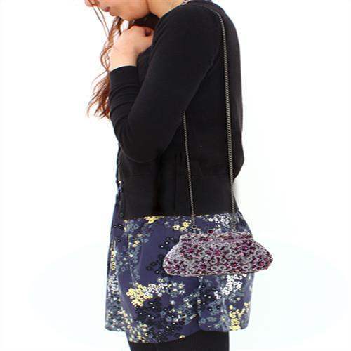 LO2376 - Imitation Rhodium White Metal Clutch with Top Grade Crystal in Multi Color - Alamode - Flyclothing LLC