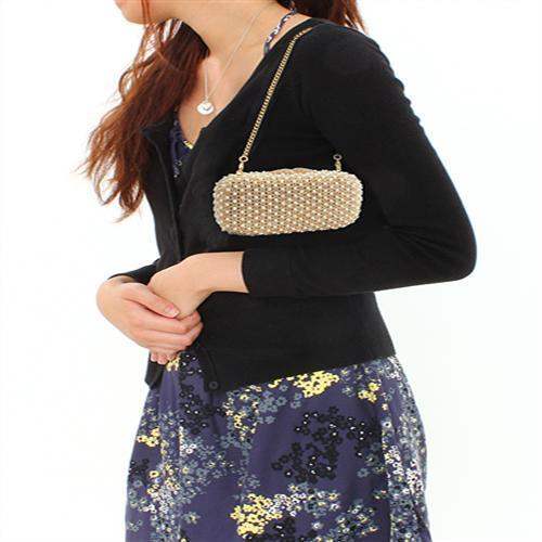LO2377 - Gold White Metal Clutch with Top Grade Crystal in Multi Color - Alamode - Flyclothing LLC