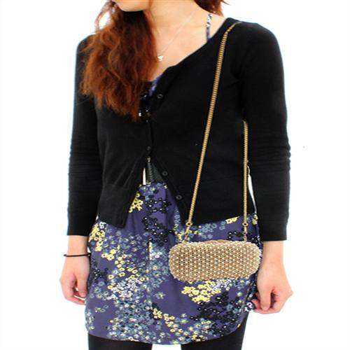 LO2377 - Gold White Metal Clutch with Top Grade Crystal in Multi Color - Alamode - Flyclothing LLC