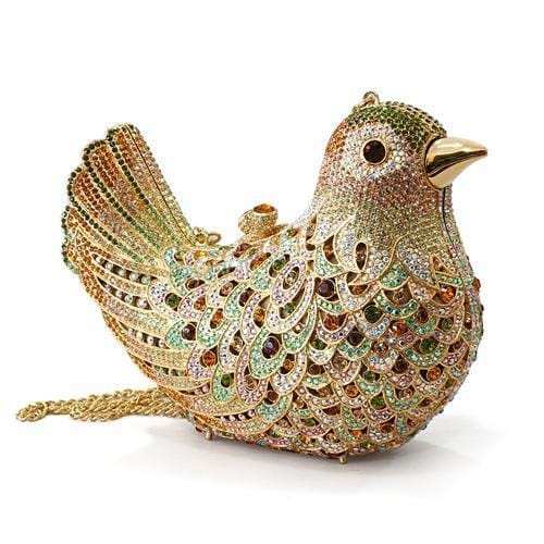 LO2378 - Gold White Metal Clutch with Top Grade Crystal in Multi Color - Alamode - Flyclothing LLC