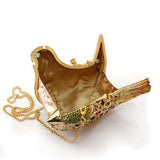 LO2378 - Gold White Metal Clutch with Top Grade Crystal  in Multi Color - Alamode