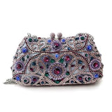 LO2379 - Imitation Rhodium White Metal Clutch with Top Grade Crystal  in Multi Color