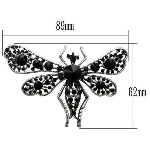 LO2391 - Imitation Rhodium White Metal Brooches with Top Grade Crystal in Jet - Alamode - Flyclothing LLC