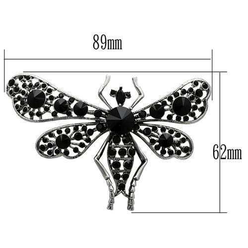 LO2391 - Imitation Rhodium White Metal Brooches with Top Grade Crystal in Jet - Alamode - Flyclothing LLC