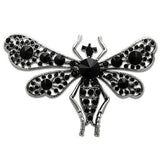 LO2391 - Imitation Rhodium White Metal Brooches with Top Grade Crystal  in Jet - Alamode