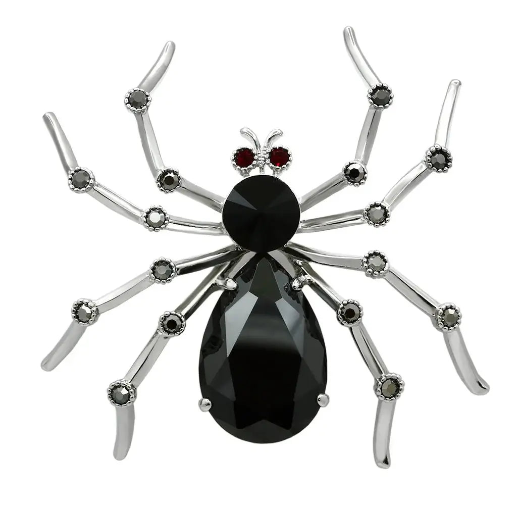 LO2397 - Imitation Rhodium White Metal Brooches with AAA Grade CZ in Jet - Alamode - Flyclothing LLC