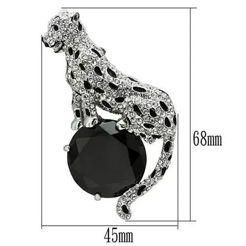 LO2398 - Imitation Rhodium White Metal Brooches with AAA Grade CZ in Jet - Alamode - Flyclothing LLC