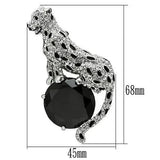 LO2398 - Imitation Rhodium White Metal Brooches with AAA Grade CZ in Jet - Alamode - Flyclothing LLC