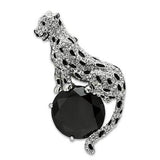LO2398 - Imitation Rhodium White Metal Brooches with AAA Grade CZ in Jet - Alamode - Flyclothing LLC