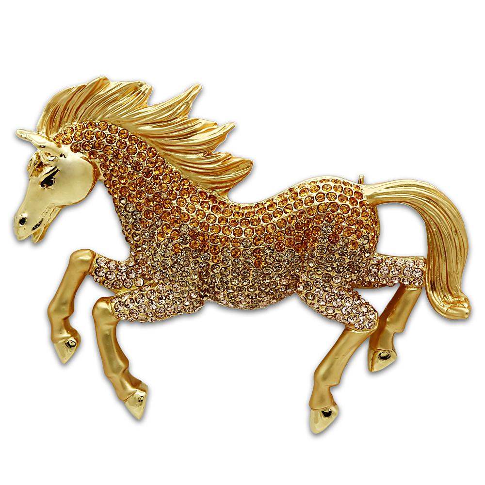LO2404 - Matte Gold & Gold White Metal Brooches with Top Grade Crystal in Multi Color - Alamode - Flyclothing LLC