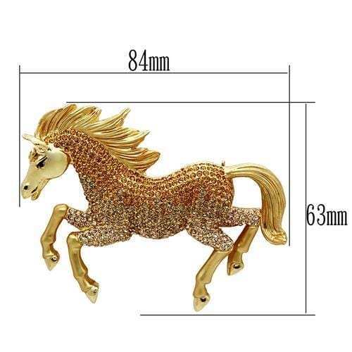 LO2404 - Matte Gold & Gold White Metal Brooches with Top Grade Crystal in Multi Color - Alamode - Flyclothing LLC